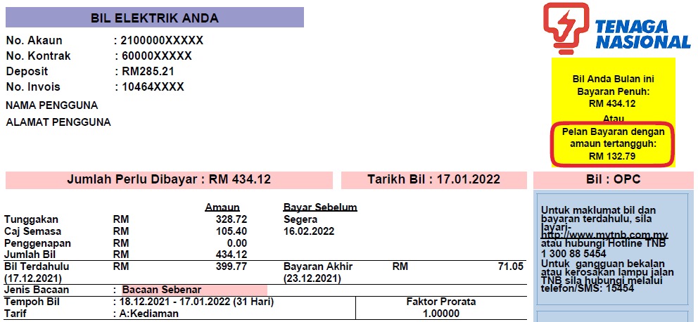 Elektrik bayaran bil 22+ Contoh