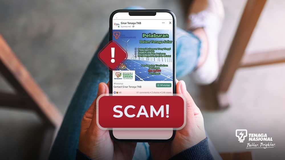 picture of a phone screen showing online investment scam advertisement using TNB
